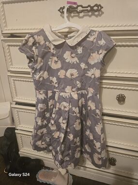 Janie and Jack Lavender Floral Dress with White Peter Pan Collar